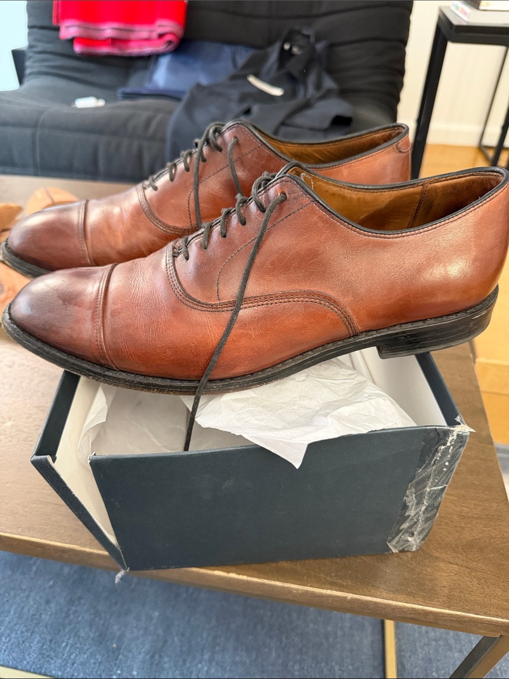 Allen Edmonds Brown Cap-Toe Oxfords - Picture 1 of 5